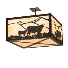 Calf and Cow 4 Light 34" Wide Semi-Flush Square Ceiling Fixture