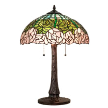Tiffany Cabbage Rose 3 Light 22" Tall Buffet Table Lamp