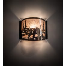 Bear at Lake Left 10" Tall Wall Sconce