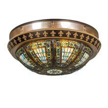 Fleur-de-lis 4 Light 28" Wide Semi-Flush Bowl Ceiling Fixture - Copper Vein / Antique Gold Finish