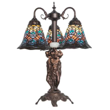 Tiffany Peacock Feather 3 Light 23" Tall Buffet Table Lamp