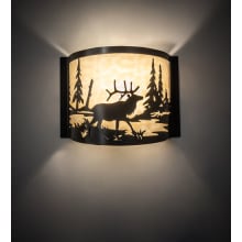 Elk at Lake 10" Tall Hand Crafted Wall Sconce