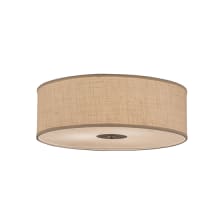 Cilindro 3 Light 24" Wide Semi-Flush Drum Ceiling Fixture with White Burlap Shade - Nickel Finish