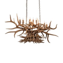 Long Antlers 10 Light 33" Wide Antler Candle Style Chandelier
