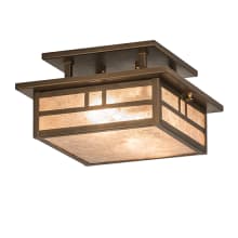 Hyde Park Double Bar Mission 2 Light 17" Wide Semi-Flush Square Ceiling Fixture - Antique Copper Finish