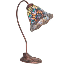 Tiffany Peacock Feather 18" Tall Gooseneck Table Lamp