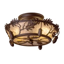 Oak Leaf and Acorn 2 Light 10" Wide Semi-Flush Ceiling Fixture - Oil Rubbed Bronze Finish - Medium Bulb Base