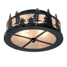 Tall Pines 2 Light 16" Wide Semi-Flush Drum Ceiling Fixture - Textured Black Finish
