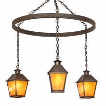 Stafford 3 Light 48" Wide Multi Light Pendant with Amber Mica Shades
