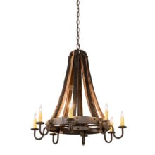 Barrel Stave 8 Light 27" Wide Taper Candle Style Chandelier
