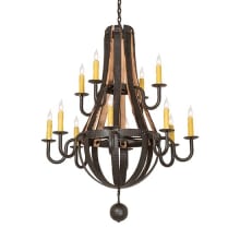 Barrel Stave 12 Light 44" Wide Taper Candle Style Chandelier