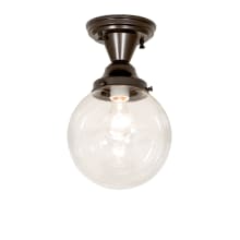 Revival Schoolhouse 8" Wide Semi-Flush Globe Ceiling Fixture with Clear Glass Shade - Craftsman Brown Finish