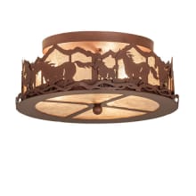 Running Horses 3 Light 16" Wide Semi-Flush Drum Ceiling Fixture - Rust Finish