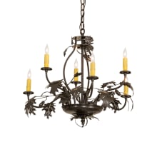 Oak Leaf and Acorn 6 Light 28" Wide Taper Candle Style Chandelier