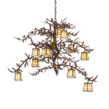 Pine Branch 12 Light 48" Wide Chandelier with Iridescent Glass Shades