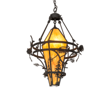Lone Pine 3 Light 36" Wide Pendant with Amber Mica Shade