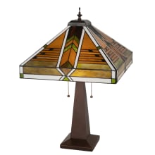 Abilene 2 Light 26" Tall Buffet, Tiffany Table Lamp with Stained Glass Shade