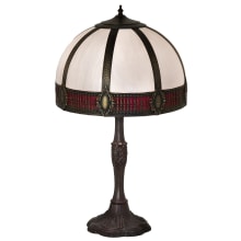 Gothic 3 Light 27" Tall Buffet, Tiffany Table Lamp with Art Glass Shade