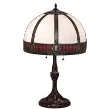 Gothic 2 Light 26" Tall Buffet, Tiffany Table Lamp with Art Glass Shade