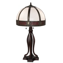 Gothic 3 Light 31" Tall Buffet, Tiffany Table Lamp with Art Glass Shade