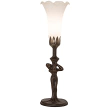 Pond Lily 15" Tall Tiffany, Torchiere Table Lamp with White Glass Shade