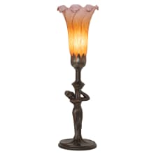 Pond Lily 15" Tall Tiffany, Torchiere Table Lamp with Amber Glass Shade