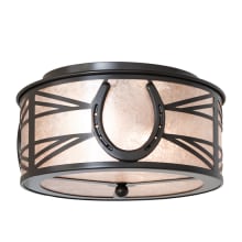 Horseshoe 2 Light 14" Wide Semi-Flush Drum Ceiling Fixture - Timeless Bronze Finish