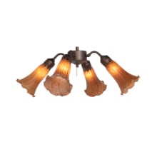 Amber Tiffany Pond Lily 19" Wide 4 Light Ceiling Fan Light Kit with Amber Shades