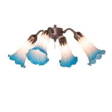 Pink/Blue Tiffany Pond Lily 19" Wide 4 Light Ceiling Fan Light Kit