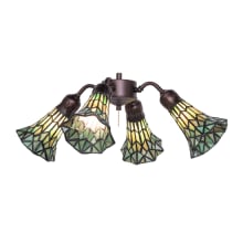 Stained Glass Pond Lily 19" Wide 4 Light Ceiling Fan Light Kit with Green Glass Shades