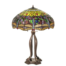 Tiffany Hanginghead Dragonfly 3 Light 33" Tall Buffet Table Lamp
