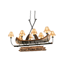 Personalized Canoe 8 Light 48" Wide Linear Chandelier with Cream Fabric Shade