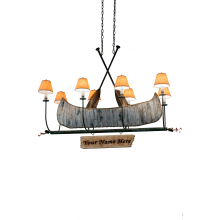 Personalized Canoe 8 Light 48" Wide Linear Chandelier with Cream Fabric Shade