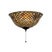 Tiffany Fishscale 3 Light 16" Wide Flush Mount Ceiling Fixture with Tiffany Glass Shade