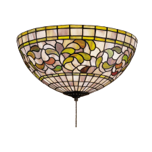Tiffany Turning Leaf 3 Light 16" Wide Flush Mount Ceiling Fixture with Tiffany Glass Shade