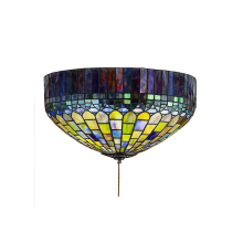 Tiffany Candice 3 Light 16" Wide Flush Mount Ceiling Fixture with Tiffany Glass Shade