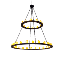 Loxley 36 Light 72" Wide Pillar Candle Chandelier with Yellow Acrylic Shade