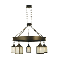 Bigfork 5 Light 48" Wide Chandelier with White Glass Shade