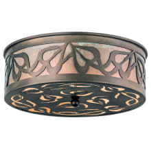 Morning Glory 3 Light 16-1/2" Wide Flush Mount Drum Ceiling Fixture with Brown Metal Shade
