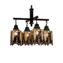 Cottage Mission 4 Light 27" Wide Chandelier with Tiffany Glass Shade