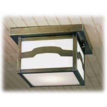 Hyde Park Mountain View 14" Wide Flush Mount Square Ceiling Fixture - Antique Brass Finish