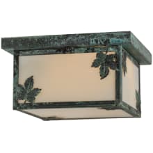 Hyde Park Maple Leaf 2 Light 17" Wide Flush Mount Square Ceiling Fixture - Verdigris Finish