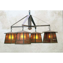 Bungalow Valley View 4 Light 38" Wide Chandelier with Brown Glass Shade