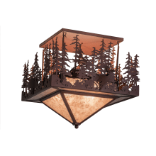 Wildlife at Pine Lake 4 Light 24" Wide Semi Flush Ceiling Fixture with Silver Mica Shade