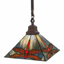 Prairie 14" Wide Pendant with Stained Glass Shade