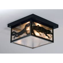 Tropical 2 Light 12" Wide Flush Mount Ceiling Fixture with Clear Glass Shade