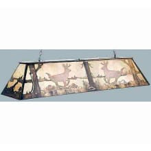 Deer at Lake 12 Light 72" Wide Linear Chandelier with Silver Mica Shade