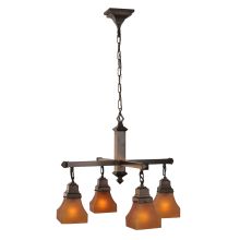 26" W Bungalow Frosted Amber 4 Light Chandelier