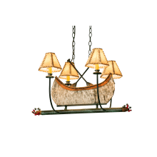 Canoe 4 Light 24" Wide Linear Chandelier with Cream Fabric Shade
