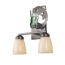 Leaping Trout 2 Light 11-1/4" Wide Bathroom Vanity Light with White Glass Shade